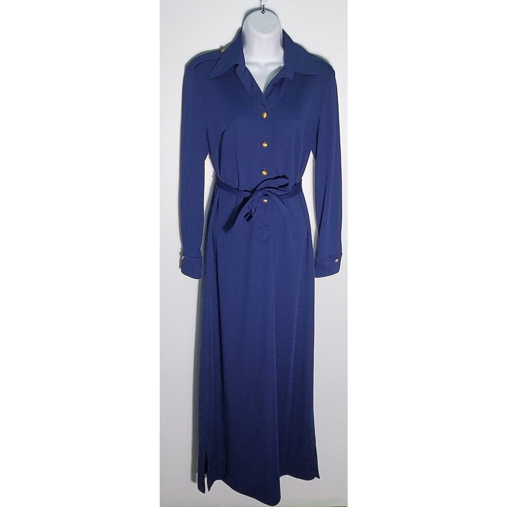 Vintage Kimberly Womens Long Navy Blue Dress Size S/Medium 60s 70s Glam Boho